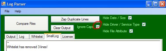 SmallLog ignoring caps